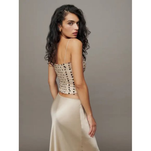 Reformation Beige and Black Dot Camisole - Picture 5 of 9